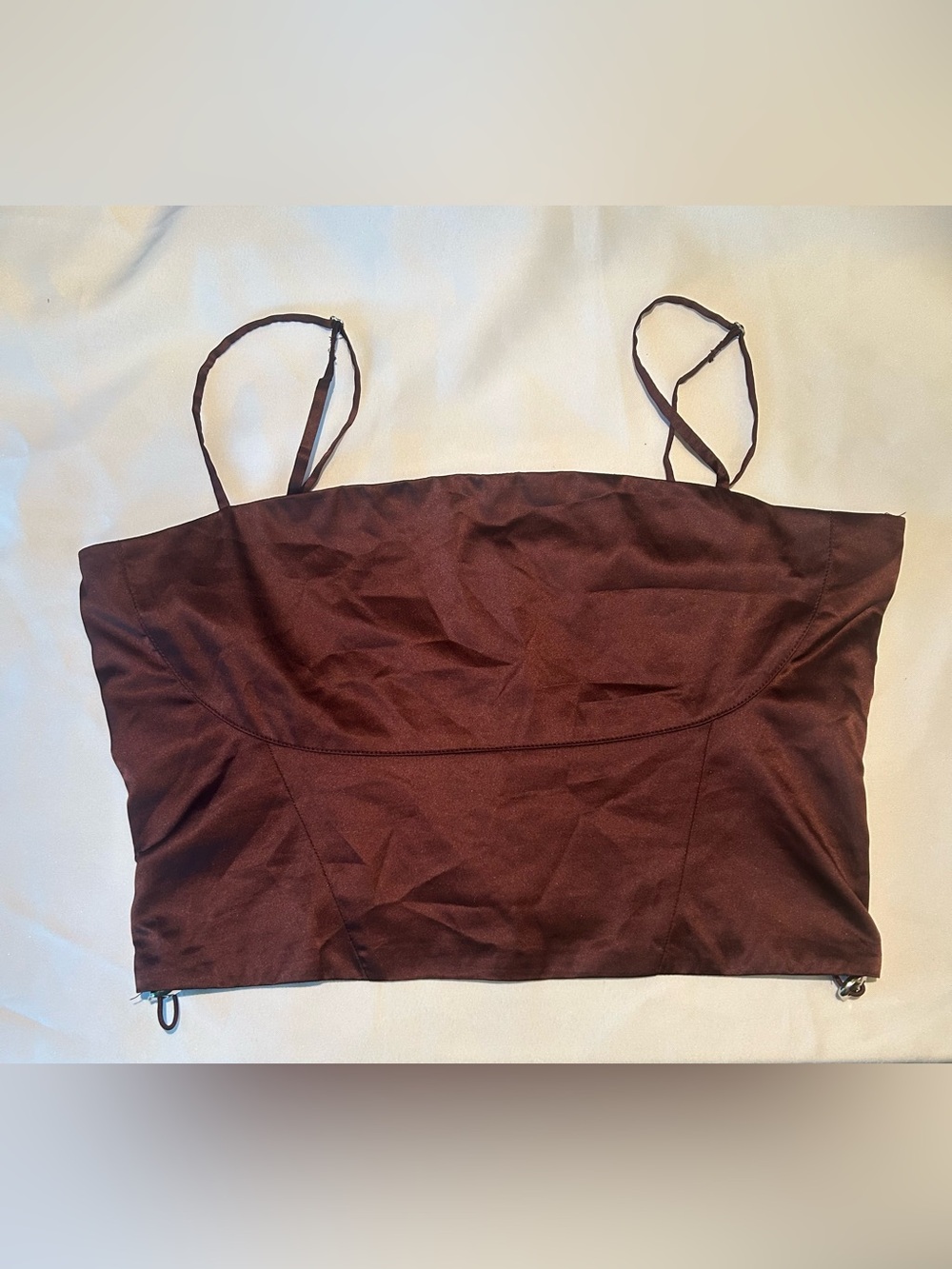 GUESS Crop Top Women’s Burgundy Satin Baddie Corset Going Out Top Size M